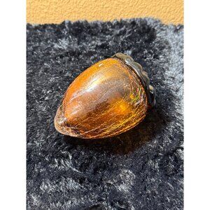 Crackle Glass Acorn Paperweight Browns Amber Amethyst  Fall HArvest Halloween